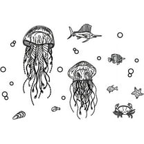 Jellyfish Wall Sticker Black Ocean Life Sea Animals PVC Wall Decals Starfish Vinyl Sticker DIY Art Wall Decors Mural DIY