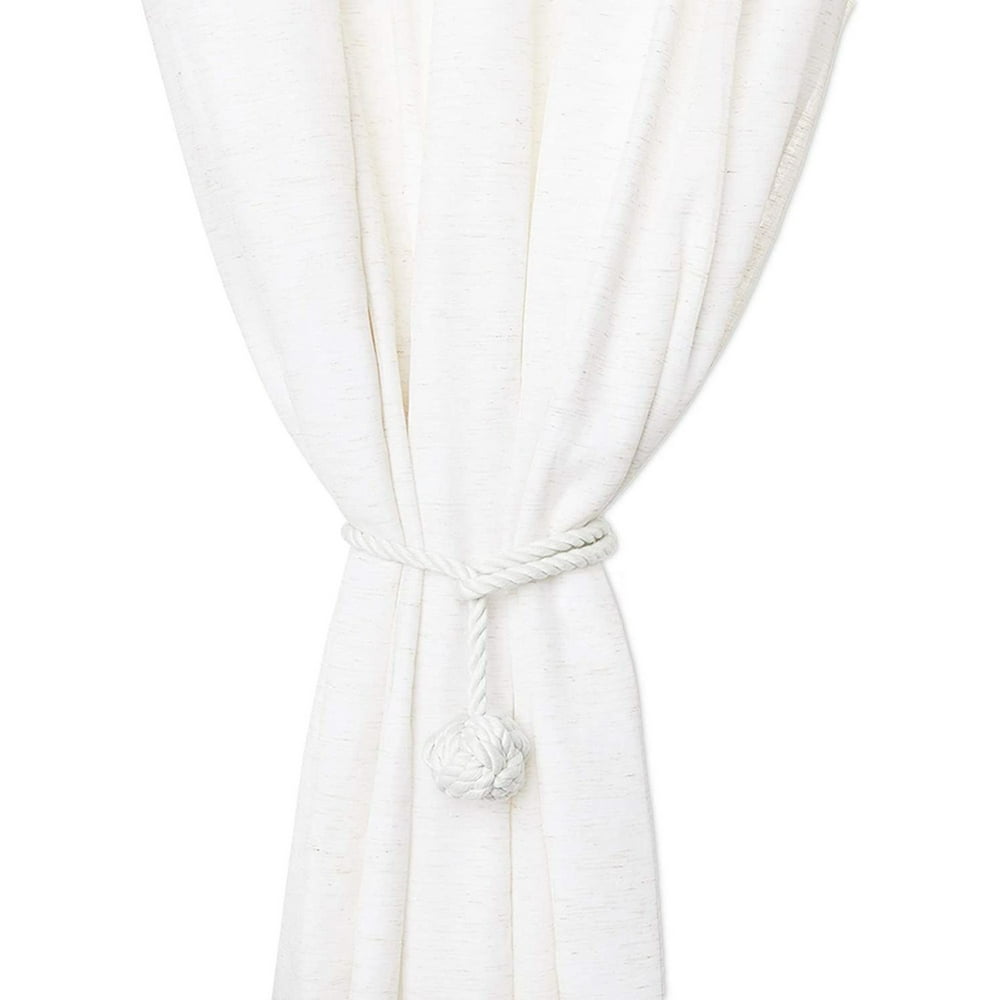 2Pack White Cotton Window Curtain Tiebacks Tie Back, 20" Holdbacks