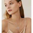 thumbnail image 3 of Blaniy Butterfly and Cross Necklace 925 Sterling Silver Cubic Zirconia Jewelry Gifts for Women, 3 of 7