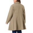 thumbnail image 4 of DARING DIVA Women's Plus Size A Line Notched Lapel Double Breasted Coat 2X Khaki, 4 of 6