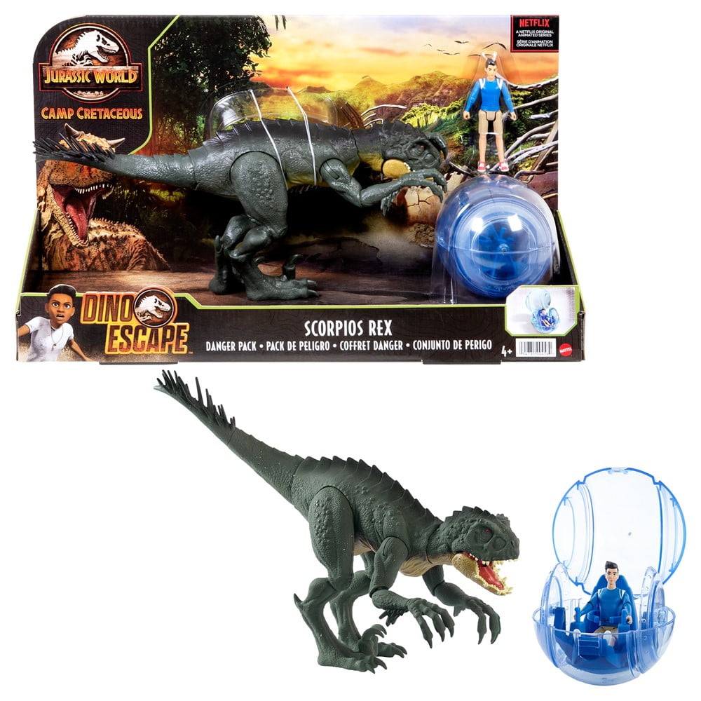 JURASSIC WORLD Camp Cretaceous Dino Escape Slash 'N Battle Scorpios Rex Mattel 