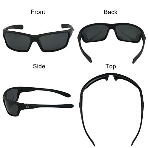 Nitrogen Men's Rectangular Sports Wrap 65mm Polarized Sunglasses (Black  Matte Rubberized, Black), 5.5w x 1.625h