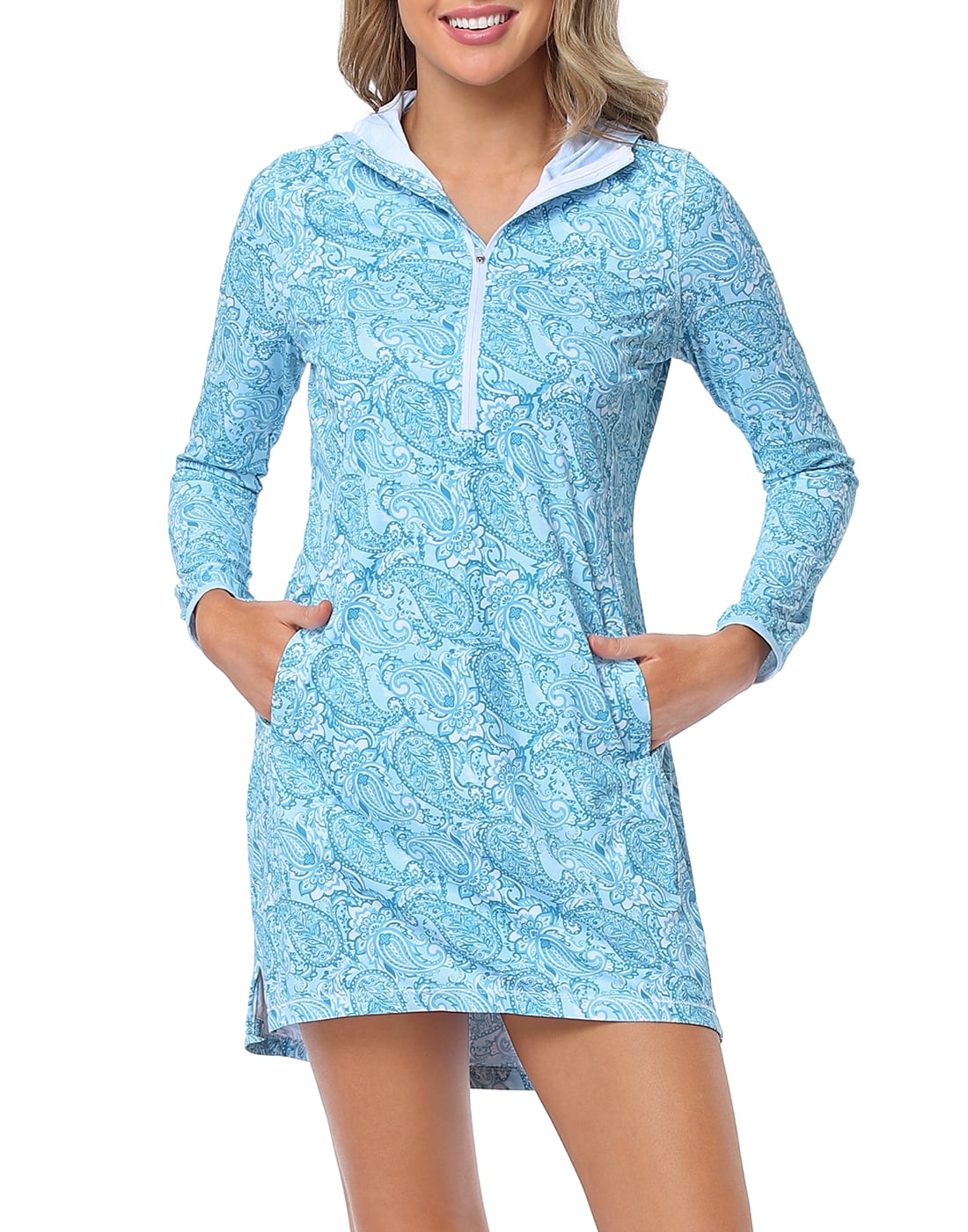 long sleeve hooded beach cover up