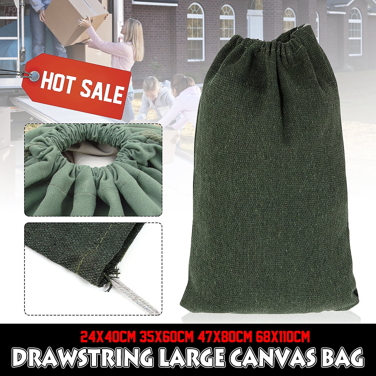 4Size Canvas Drawstring‌ Bag,Large Reusable‌ Canvas‌ Laundry Bag Dust-proof Storage Pouch Bag ...