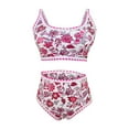 thumbnail image 1 of Trajes de baño Amzcrzy Tankini para mujer, traje de baño de 2 piezas con estampado de bikini para mujer, traje de baño de cintura alta, traje de baño con estampado floral, rosa fuerte, XL, 1 of 5