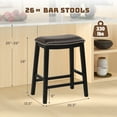 thumbnail image 4 of Yardi Yard 26" Counter Height Bar Stools Set of 2, Faux PVC Leather Barstools w/Padded Seat, Wood Frame, Max Load 330 Lbs, Wood Saddle Bar Stools, Brown, 4 of 6