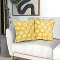 thumbnail image 6 of Yellow Pillow Covers 20X20 Inch White Floral Daisy Geometry Decorative Couch Pillow Cases Spring Summer Flower Throw Pillows Set of 2 Farmhouse Home Decor for Room Porch Patio Couch Outdoor, 6 of 6