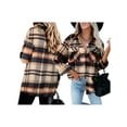 thumbnail image 3 of Women's Oversized Plaid Button Down Shirt Shacket Jacket Long Sleeve Casual Fall Outwear with Pockets, 3 of 5