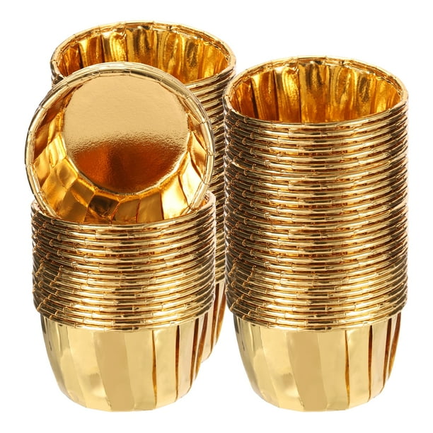 Forros de cupcake de foil metálico Uxcell para hornear cupcakes, 100Pcs forros de cupcakes, soportes para cupcakes, dorado