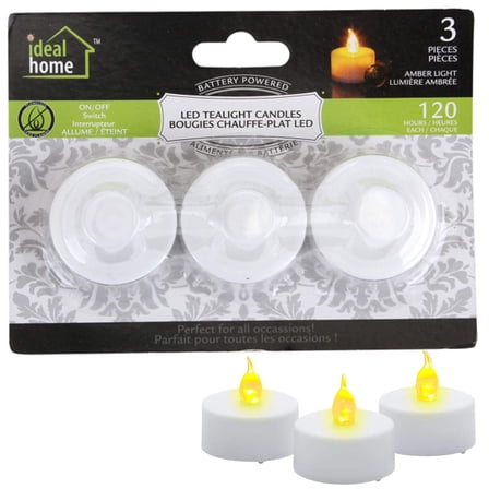 Battery Operated Amber LED Tealight Candle :3CT