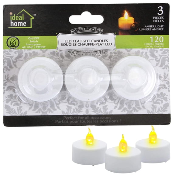Battery Operated Amber LED Tealight Candle :3CT