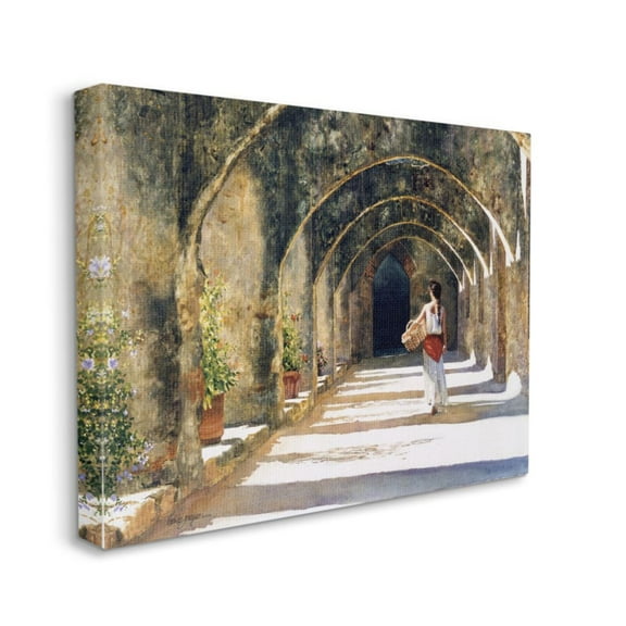 Stupell Industries Woman with Basket Walking Under Classic Arches Design by Heide Presse, 36" x 48"