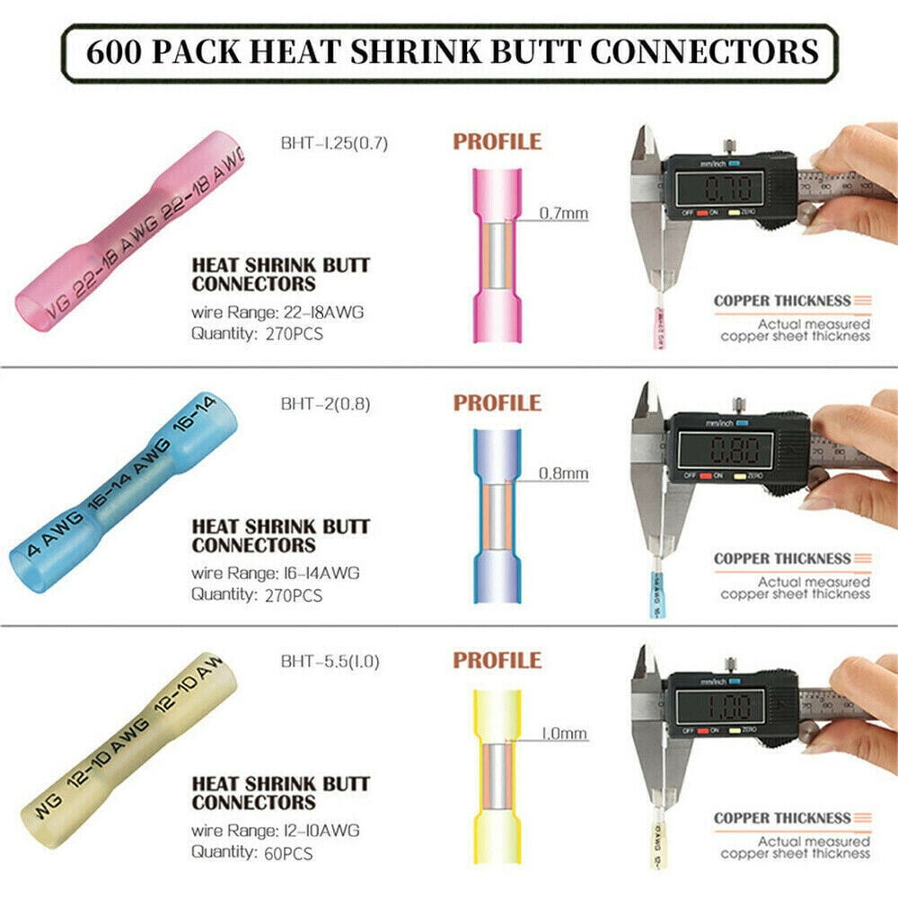 600× Heat Shrink But Connector Waterproof Electrical Wire Marine Splice Terminal