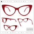 thumbnail image 2 of Classic Womens Gothic Clear Lens Cat Eye Glasses Red, 2 of 9