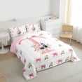 thumbnail image 3 of Homewish Cartoon Bowtie Ribbon Queen Comforter Set,Pink Letter T Bedding Sets,Cute Flower Bedding Comforter Set For Girl Teens,Ultra Soft Bedroom Decor Reversible,3pcs, 3 of 8