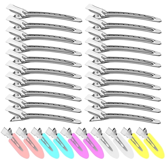 30 PCS Metal Alligator Hair Clips – Duck Billed Salon Styling Clips with Holes, Heavy Duty Silver Hair Pins for Women – Mixed Sizes Set for Hair Styling, DIY Bows & Home Use