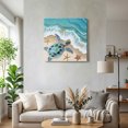 thumbnail image 3 of Canvas Wall Art, Ocean Turtle Framed Canvas Prints for Bedroom Office, Gradient Turquoise Wave Starfish Beach Large Gallery Wrapped Wall Decor for Home Office, Gifts, 16"x16" Ship Next Day, 3 of 9