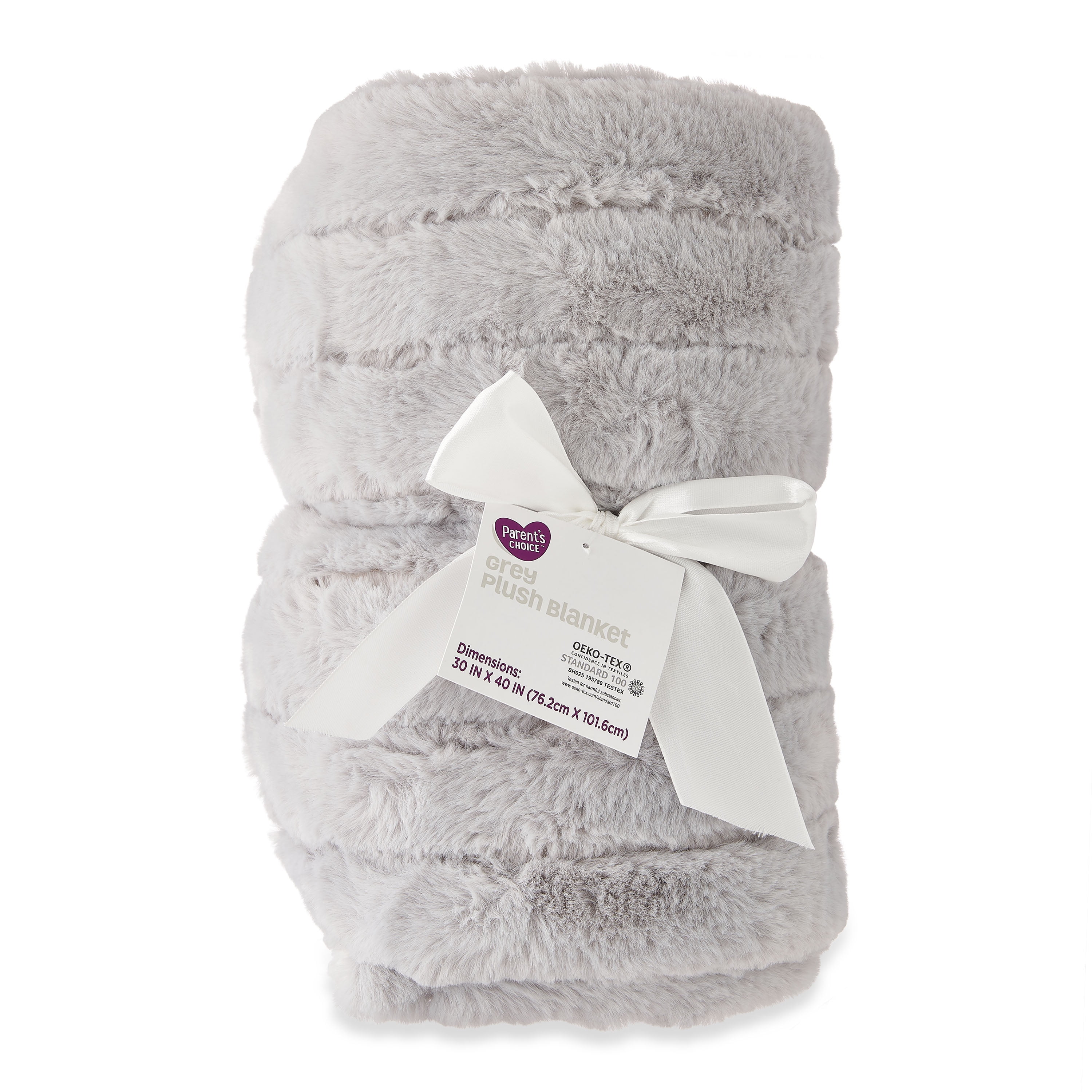 Parent's Choice Premium Plush Light Gray Blanket with Faux Sherpa Lining, for Baby or Toddler, 30" x 40"