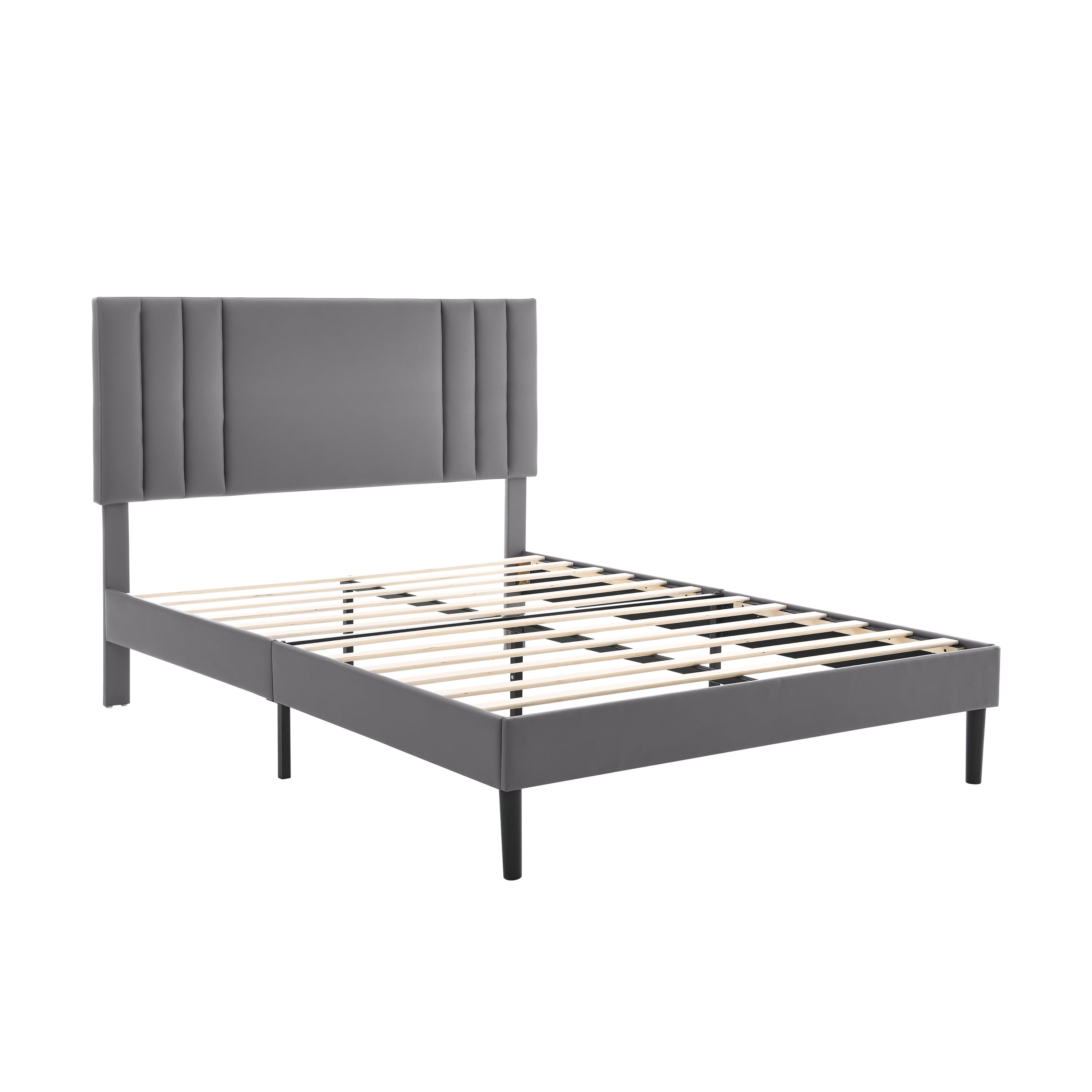 BRGMAUS Queen Bed Frame with Upholstered Headboard - Durable Slats, Waterproof, 30-Min Assembly