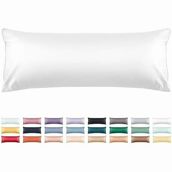 Pillow Cover Cotton Body Pillow Cover 1 Pack, 600 Thread Count Body Pillow case 20"x54", Long Body Pillow Case Cover Soft Breathable with Envelope Closure,White