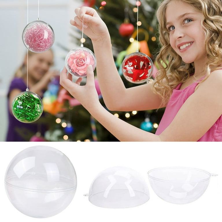 Holloyiver Clear Christmas Ornaments 5 Pcs Clear Ornaments for Crafts  Fillable Clear Plastic Ornament Balls with Hanging Cords, Perfect for DIY  Christmas Tree Ornaments 