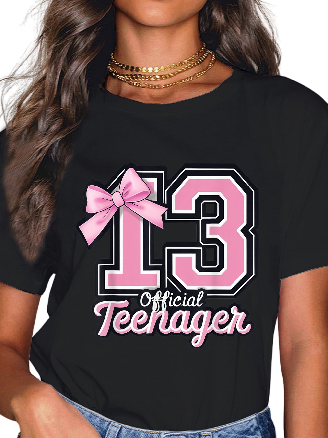 100% Cotton 13 Year Old Coquette Bow Official Teenager 13th Birthday T-Shirt