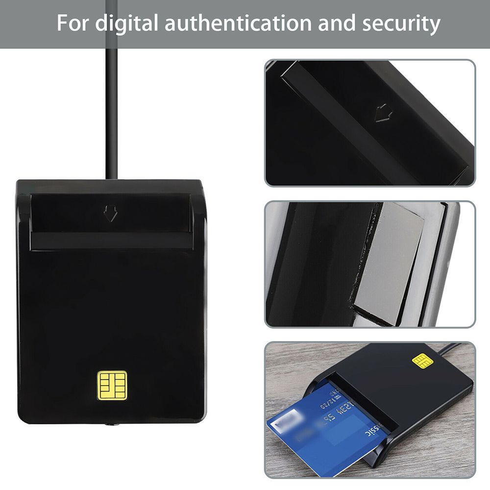 Smart Card Reader DOD Military USB Common Access CAC, Compatible with Windows, Mac OS and Linux