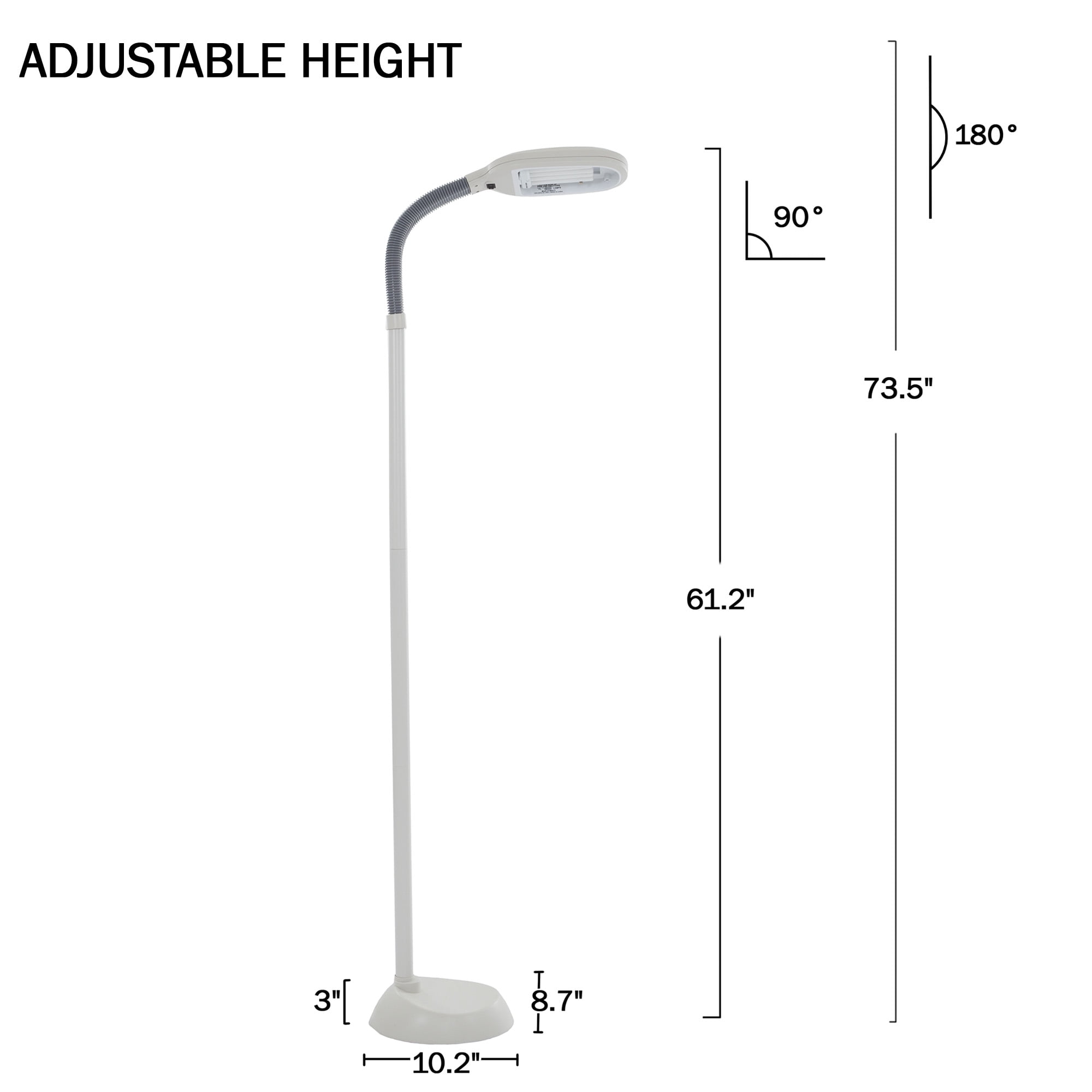 Lavish Home Adjustable Floor Lamp - 6ft Full Spectrum Natural Sunlight Lamp with Bendable Neck (Beige)