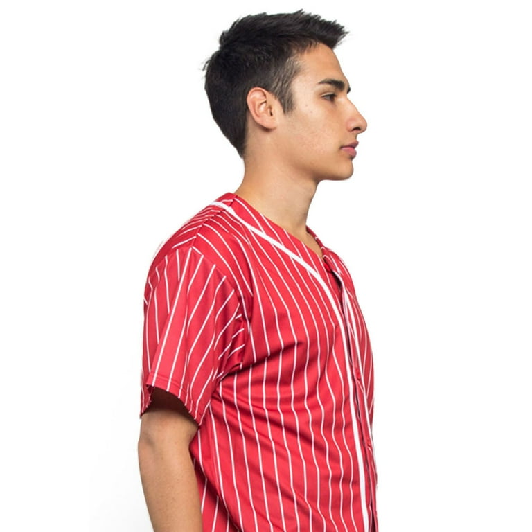 BASEBALL SHIRT SWEAT SHORTS セットアップ Men's Hipster Hip Hop Button Down Pin Striped Baseball