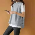 thumbnail image 6 of Tianiyouqing Women's Sleeveless Sweater Vest Round Neck Loose Ribbed Kint Pullover Tops Gray, 6 of 6