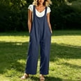 thumbnail image 2 of ClodeEU Women's Sleeveless Wide Leg Jumpsuit with Pockets,Casual Baggy Overalls Jumpsuit Navy,Women's Plus XL, 2 of 8