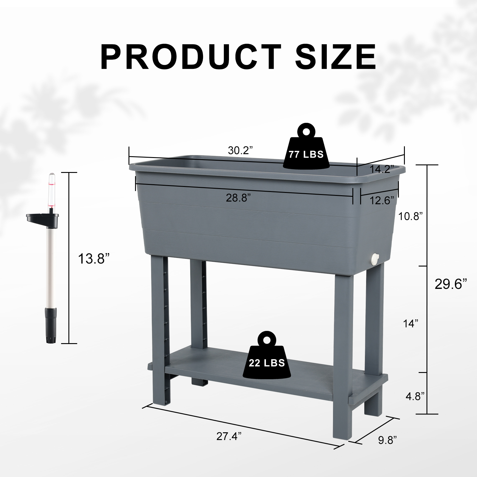 BPS Outdoor Raised Garden Bed, Set of 3 Self-Watering Elevated Planter Box with Legs - Gray