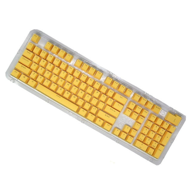 Teclas PBT de 104 teclas para teclado mecánico de juegos 61, 64, 72 y 98, duraderas Amarillo
