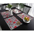 thumbnail image 3 of Valentine''s Day Placemats Set of 6, Red Heart Placemat for Dining Table Decorations, Cotton Linen Simple Black Stripe Place Mats, Valentines Table Mats for Kitchen Dinner Holiday Party Decor, 3 of 6