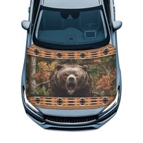 Uorisanigo Car Hood Cover Protection Heat-Resistant Brown Bear Aztec Car Bonnet Banner Decorations Universal Automotive Accessories Suitable Most Sedans SUV Trucks