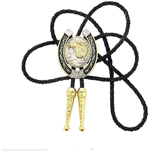 Vintage White Crack Triangle Bolo Tie for Men with Silver Bolo Tie Tips