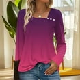 thumbnail image 2 of Htigea Women's Fall Shirts Gradient Color Long Sleeve Boho Tops Casual Loose Fit Blouse with Buttons Hot Pink XL, 2 of 7