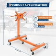 thumbnail image 2 of Support Moteur, Support Moteur Rotatif avec Construction en Acier Pliable, Base à 4 Roulettes et 4 Bras Réglables, Chariot Élévateur pour Réparation Automobile, 750 lbs Ou 1500 lbs, Orange Ou Rouge, 2 of 7