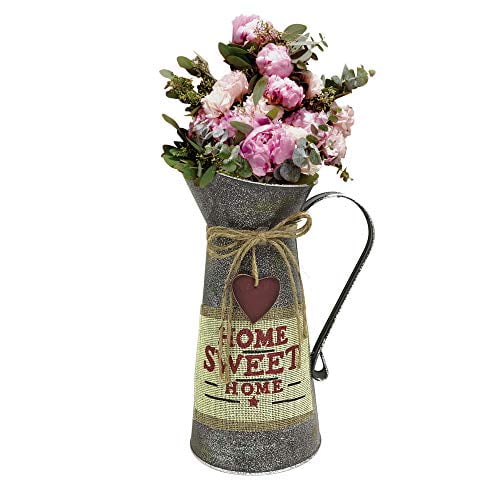 Office HIDERLYS 10.8 High Rustic Galvanized Watering Can Decorative Pitcher Kitchen Vintage Vase with Flower Pattern Country Farmhouse Country Jug for Living Room Bedroom Office HIDERLYS 10.8 High Rustic Galvanized Watering Can Decorative Pitcher Kitchen Vintage Vase with Flower Pattern Country Farmhouse Country Jug for Living Room Bedroom