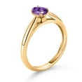 thumbnail image 3 of Gem Stone King 0.45 Ct Oval Purple Amethyst 10K Yellow Gold Solitaire Engagement Ring, 3 of 4