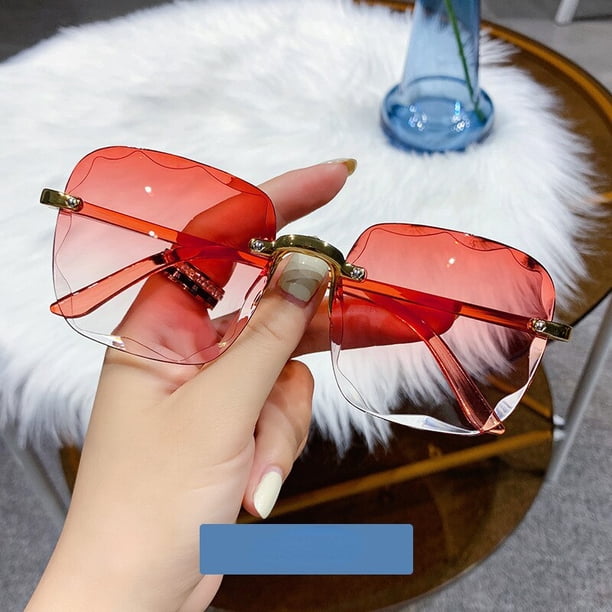 Gafas de sol sin marco para mujer, lentes multicolores transparentes, UV400, novedad de verano Fivean unisex