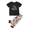 thumbnail image 3 of Yuanyu Matching Family Pajamas Sets Christmas PJ's with Short Sleeve Black Tee and Print Pants, 3 of 8