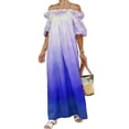 thumbnail image 1 of Tauxra Off The Shoulder Ruffle Maxi Dress for Women, Flowy Gradient Long Dress with Puff Sleeve, Loose Boho Beach Vacation Dress, Summer Short Sleeve Formal Evening Gown, 1 of 9