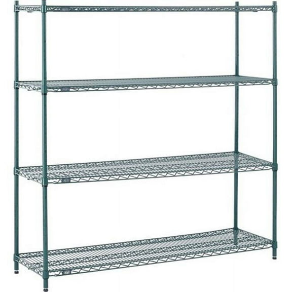 Nexel Industries 24486G 24 x 48 x 63 in. Electroplating Starter Shelf Unit, Poly-Green