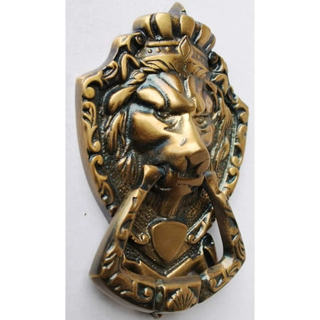 New Victorian Downing St Style Solid Br Lion Head Door Knocker 6727