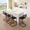 thumbnail image 3 of Zesthouse 26" Rattan Counter Height Bar Stools Set of 4, Boucle Upholstered Barstools with Cane Back and Metal Legs, Mid Century Counter Height Chairs for Kitchen Island, Black, 3 of 11