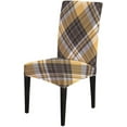thumbnail image 2 of Chair Covers for Dining Room Set of 6 Light Grey and Yellow Plaid Stretch Chair Covers Washable Kitchen Chair Slipcovers for Kitchen Wedding Party, 2 of 3