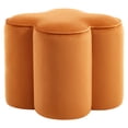 thumbnail image 5 of Zesthouse 18.5″ Velvet Fabric Ottoman, Modern Ottoman Coffee Table for Living Room, Flower Shaped Foot Stools, Upholstered Footrest Stool for Couch, Orange, 5 of 8