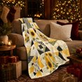 thumbnail image 3 of Rustic Sunflower Bumblebee Patchwork Farmhouse, Cozy Friendship Quote Scene, Warm Flannel Blanket for Ranch House and Living Room, Art Lovers Thanksgiving Gift, Artistic Home Decor, 3 of 9