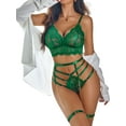thumbnail image 2 of Sexyfree Women Lingerie Sets with Garter Belt Sexy 3 Piece Lace Bra and Panty Set Underwear, 2 of 5